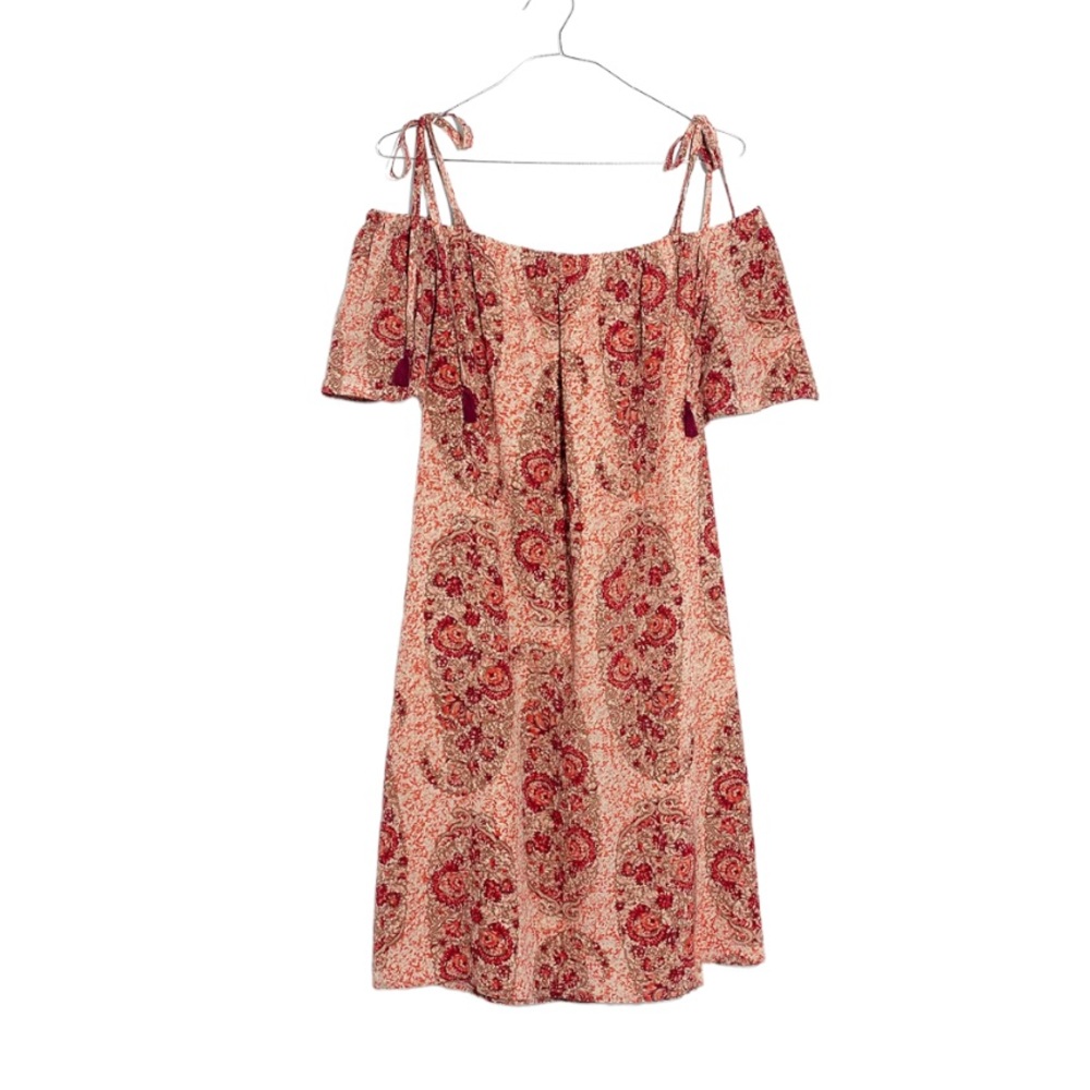 Madewell Silk Cold-Shoulder Dress in Watercolor Paisley Sz S - Picture 2 of 14